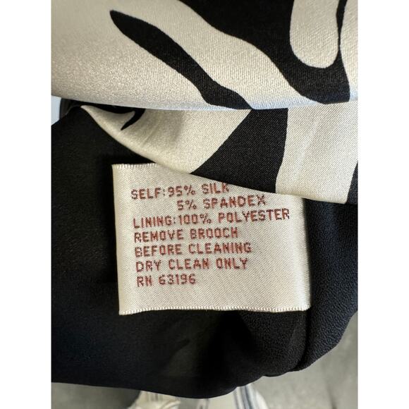 Suzi Chin for Maggy Boutique White/Black Silk Dress Size 4 - Picture 5 of 5